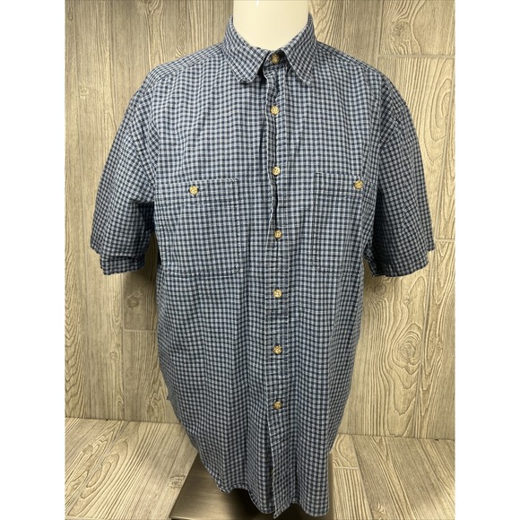 Eddie Bauer Other - Eddie Bauer Blue Plaid Button Down Collared Short‎ Sleeve Shirt Casual Mens SZ L